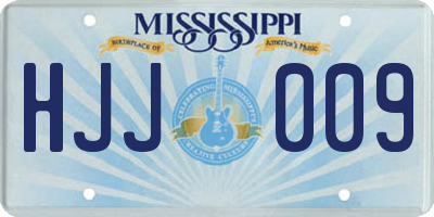 MS license plate HJJ009