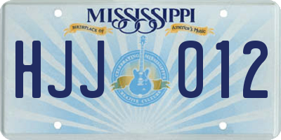 MS license plate HJJ012