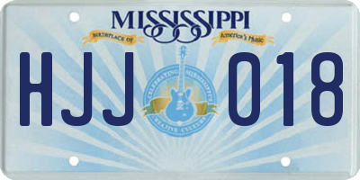 MS license plate HJJ018