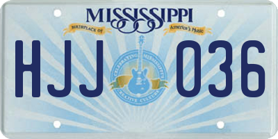 MS license plate HJJ036