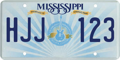 MS license plate HJJ123