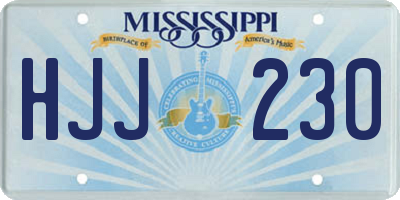 MS license plate HJJ230