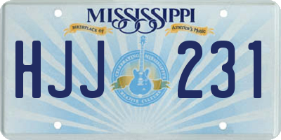 MS license plate HJJ231