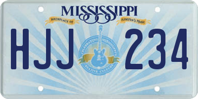 MS license plate HJJ234