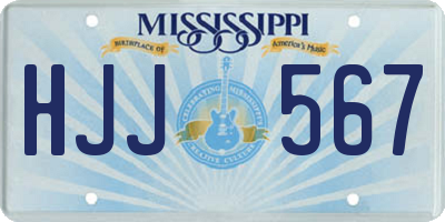 MS license plate HJJ567