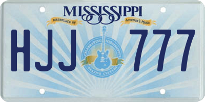 MS license plate HJJ777