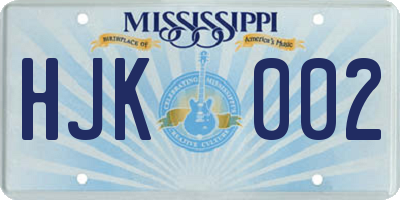 MS license plate HJK002