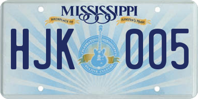 MS license plate HJK005