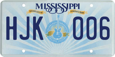 MS license plate HJK006
