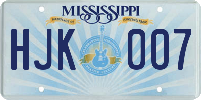 MS license plate HJK007