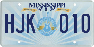 MS license plate HJK010