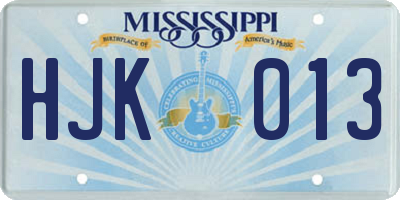 MS license plate HJK013