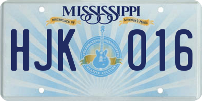 MS license plate HJK016