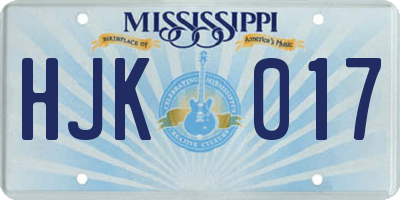 MS license plate HJK017