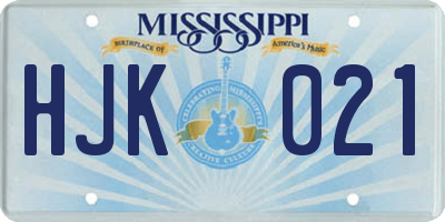 MS license plate HJK021