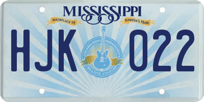 MS license plate HJK022
