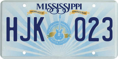 MS license plate HJK023