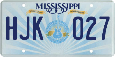 MS license plate HJK027