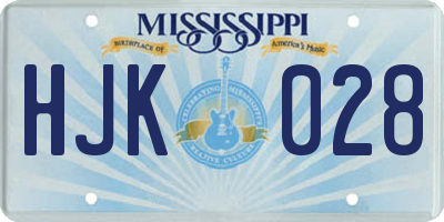 MS license plate HJK028