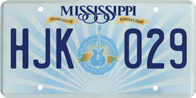 MS license plate HJK029