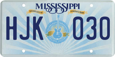 MS license plate HJK030
