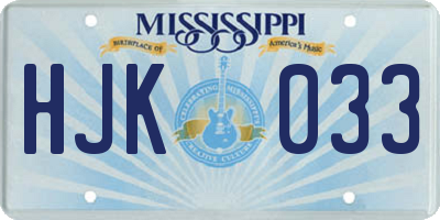 MS license plate HJK033