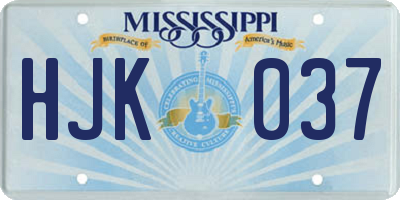 MS license plate HJK037