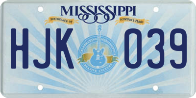 MS license plate HJK039