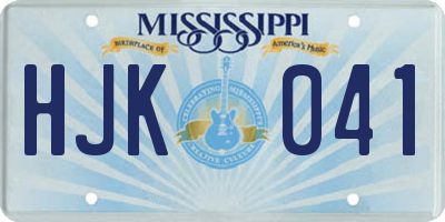 MS license plate HJK041