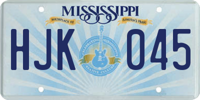 MS license plate HJK045
