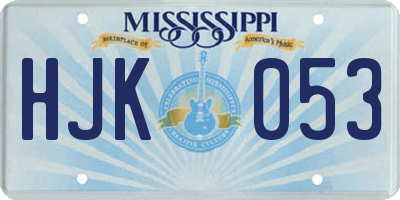 MS license plate HJK053