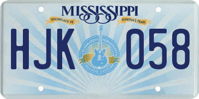 MS license plate HJK058