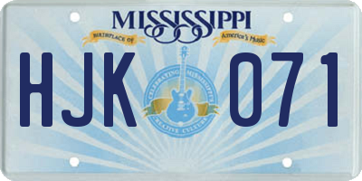 MS license plate HJK071