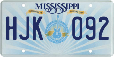 MS license plate HJK092
