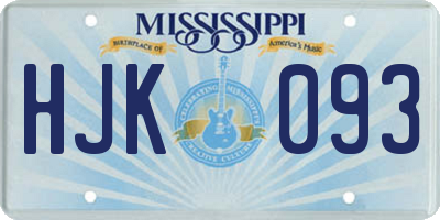 MS license plate HJK093
