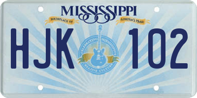 MS license plate HJK102