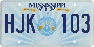 MS license plate HJK103