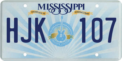 MS license plate HJK107