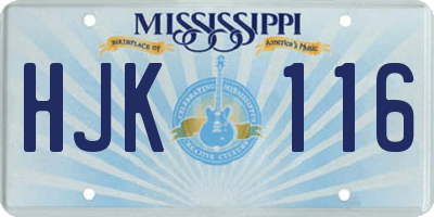 MS license plate HJK116