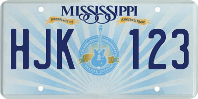 MS license plate HJK123