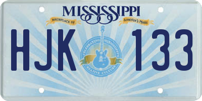 MS license plate HJK133