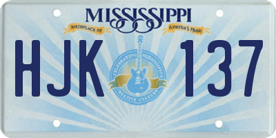 MS license plate HJK137