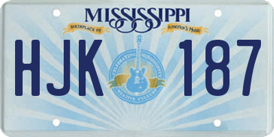 MS license plate HJK187