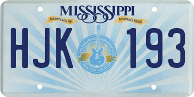 MS license plate HJK193