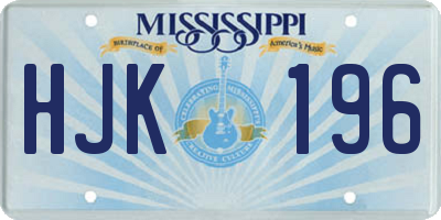 MS license plate HJK196
