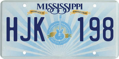 MS license plate HJK198