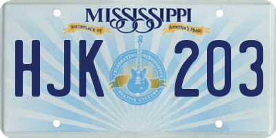 MS license plate HJK203