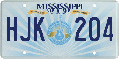 MS license plate HJK204