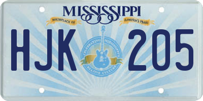 MS license plate HJK205