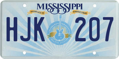 MS license plate HJK207